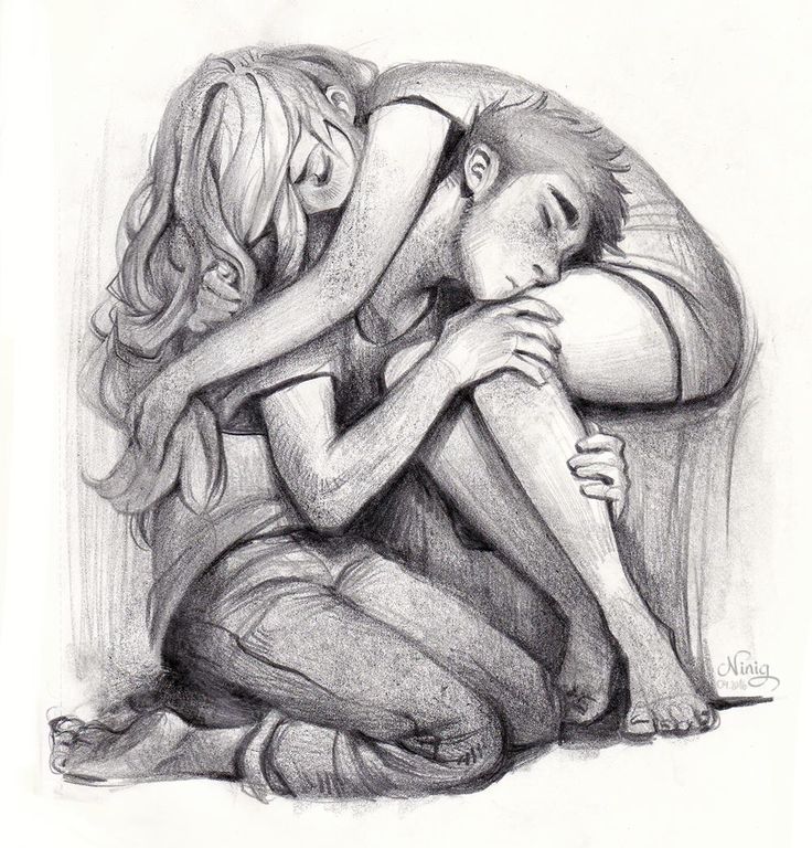 Drawings of love between a man and a woman 