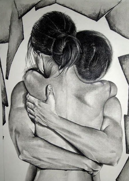 Dibujos de amor entre un hombre y una mujer.
