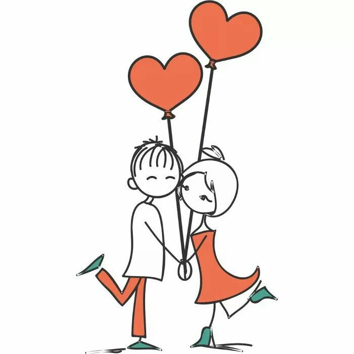 Воздушные шарики в форме сердца для влюблённой пары.