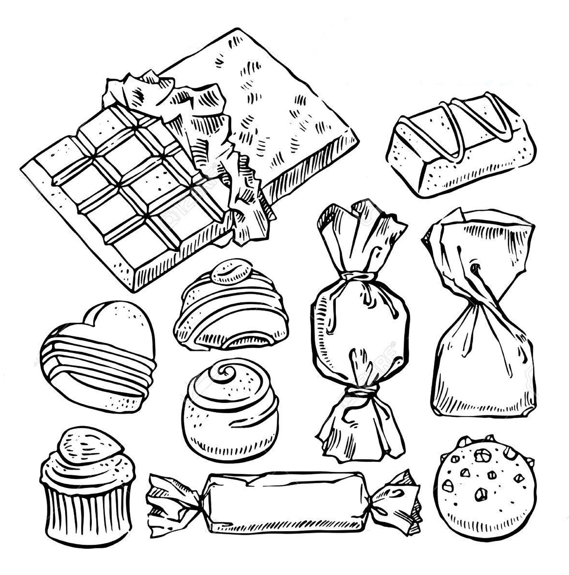 Рисунки для срисовки конфеты