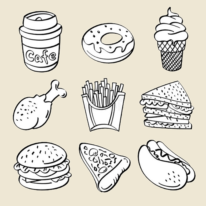 رسومات الطعام للرسومات | مائة فكرة للرسم
