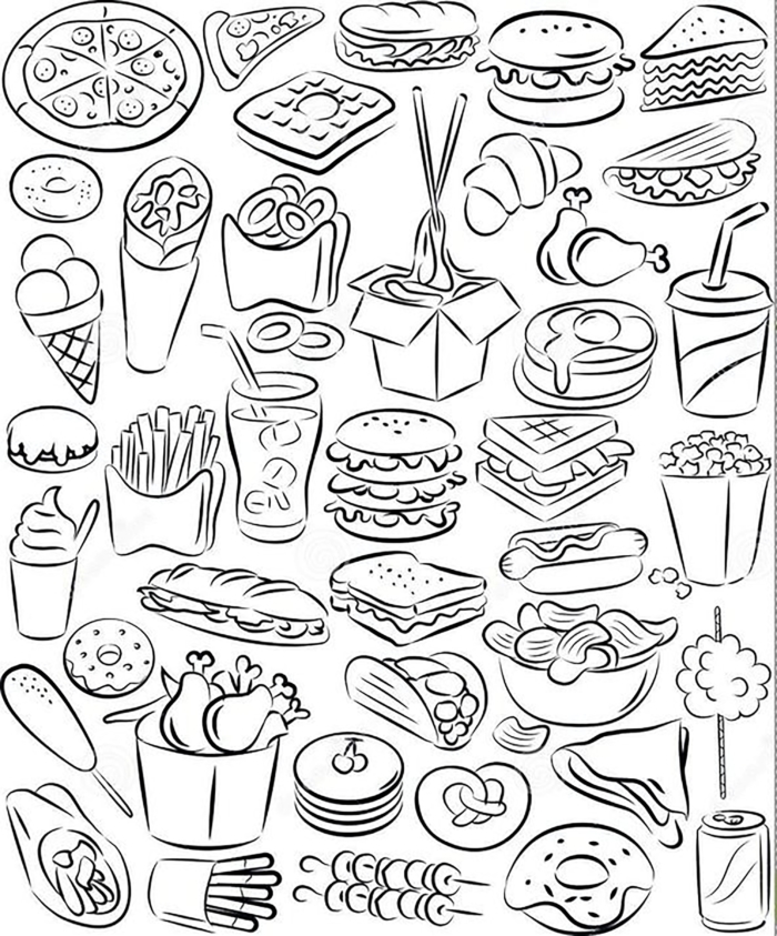 رسومات الطعام للرسومات | مائة فكرة للرسم