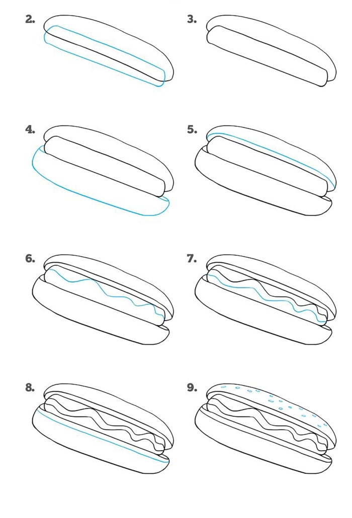 Как нарисовать хот дог