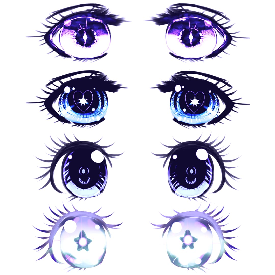Цветные аниме глаза рисунки