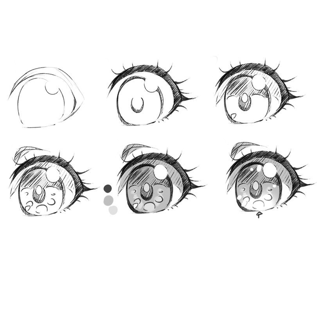 Рисунки глаз аниме поэтапно