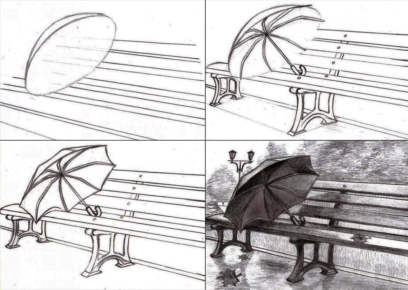 Осенний пейзаж рисунок карандашом