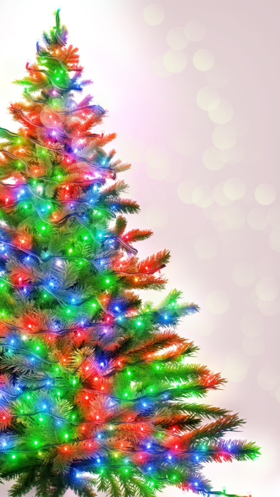 Fond d'écran de téléphone portable de arbre de Noël et décorations