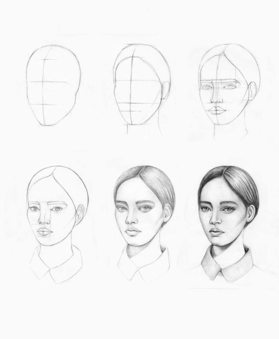 Kresby lidských tváří pro skicování