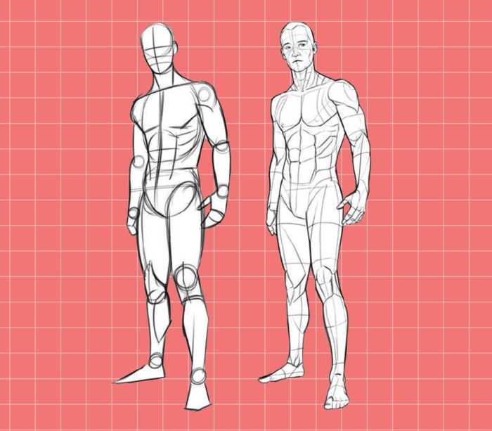 スケッチのための人体の図面