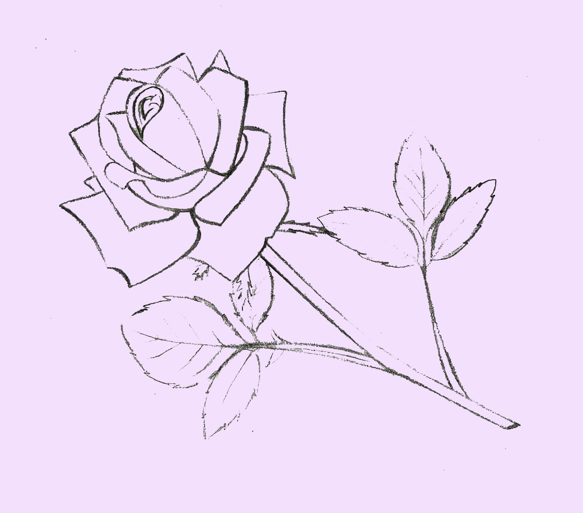 Красивый рисунок розы для мамы поэтапно
