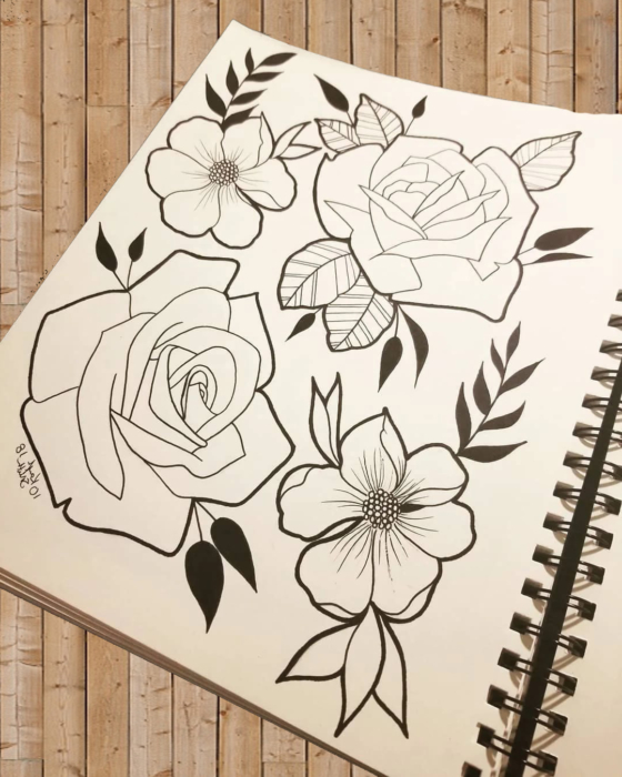 Rosas desenhos e fotos para esboçar