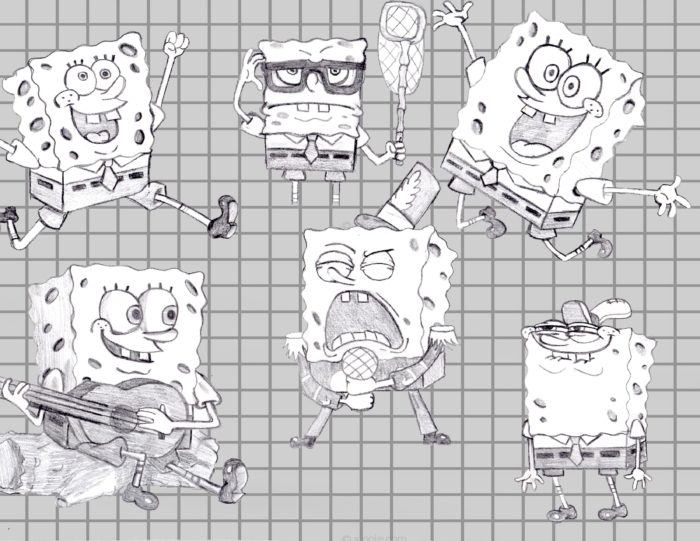 Rysunki i zdjęcia SpongeBoba do szkicowania