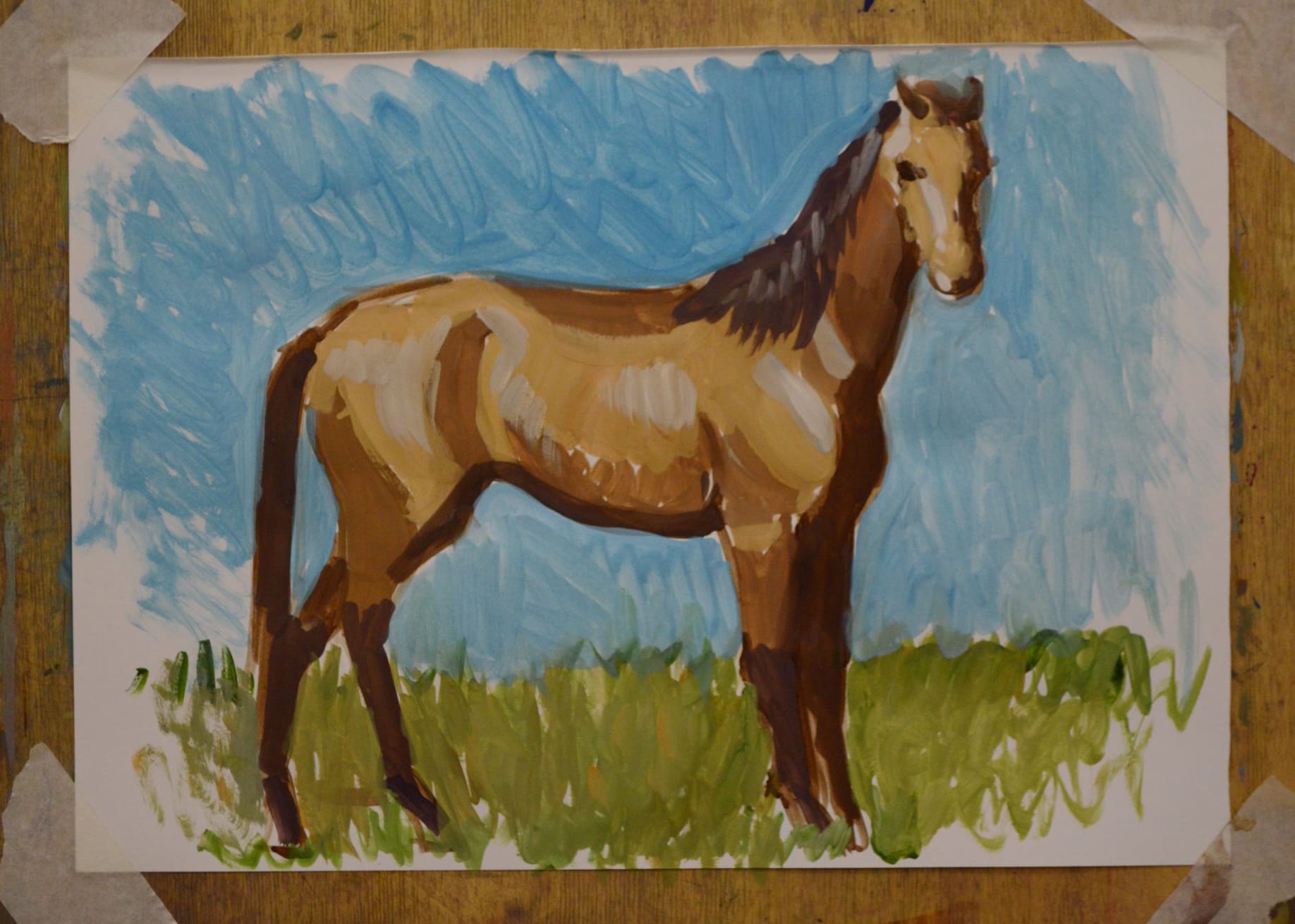 Рисование лошади гуашью