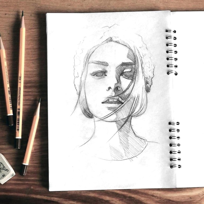 Retratos desenhados a lápis - 100 desenhos para esboçar de graça