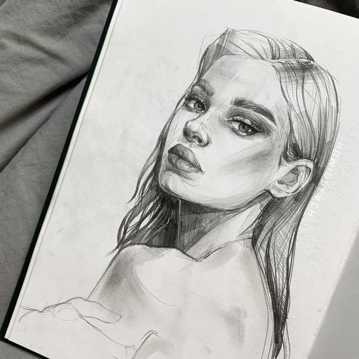 Portrety rysowane ołówkiem - 100 rysunków do szkicowania