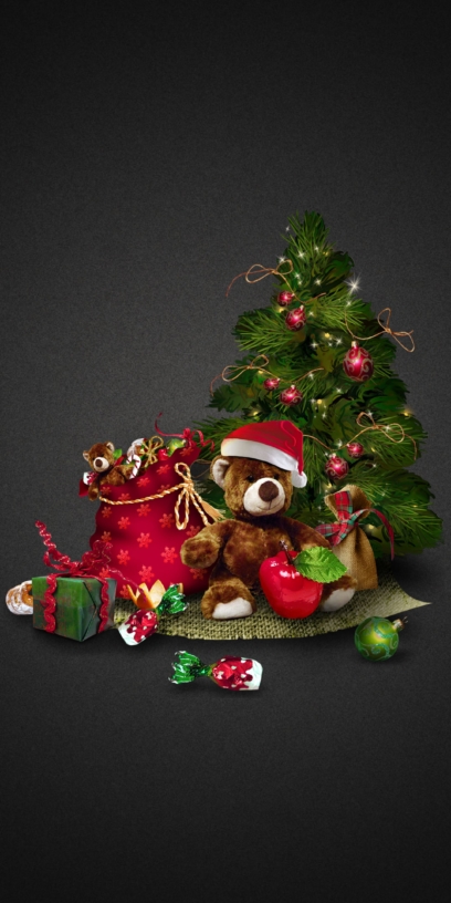 Handy-Hintergründe von Weihnachtsschmuck und Spielzeug