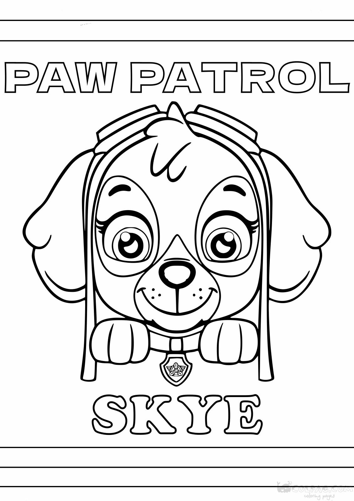 Disegni da colorare di Skye dei Paw Patrol
