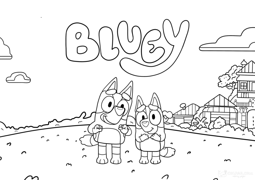 Dibujos para colorear de Bluey y Bingo
