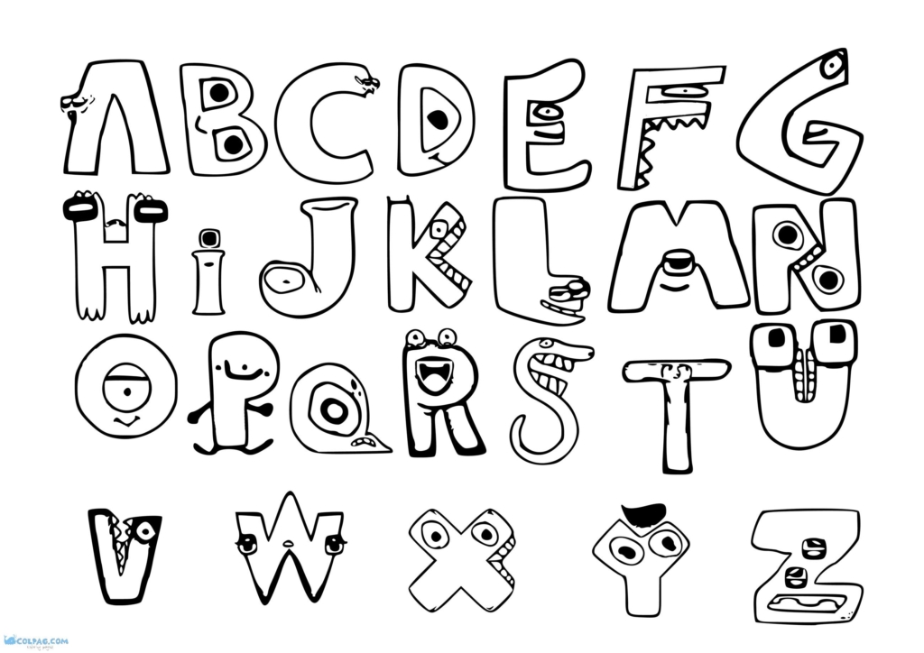 Alphabet Lore Coloring Page, Alphabet Lore Outline PNG File