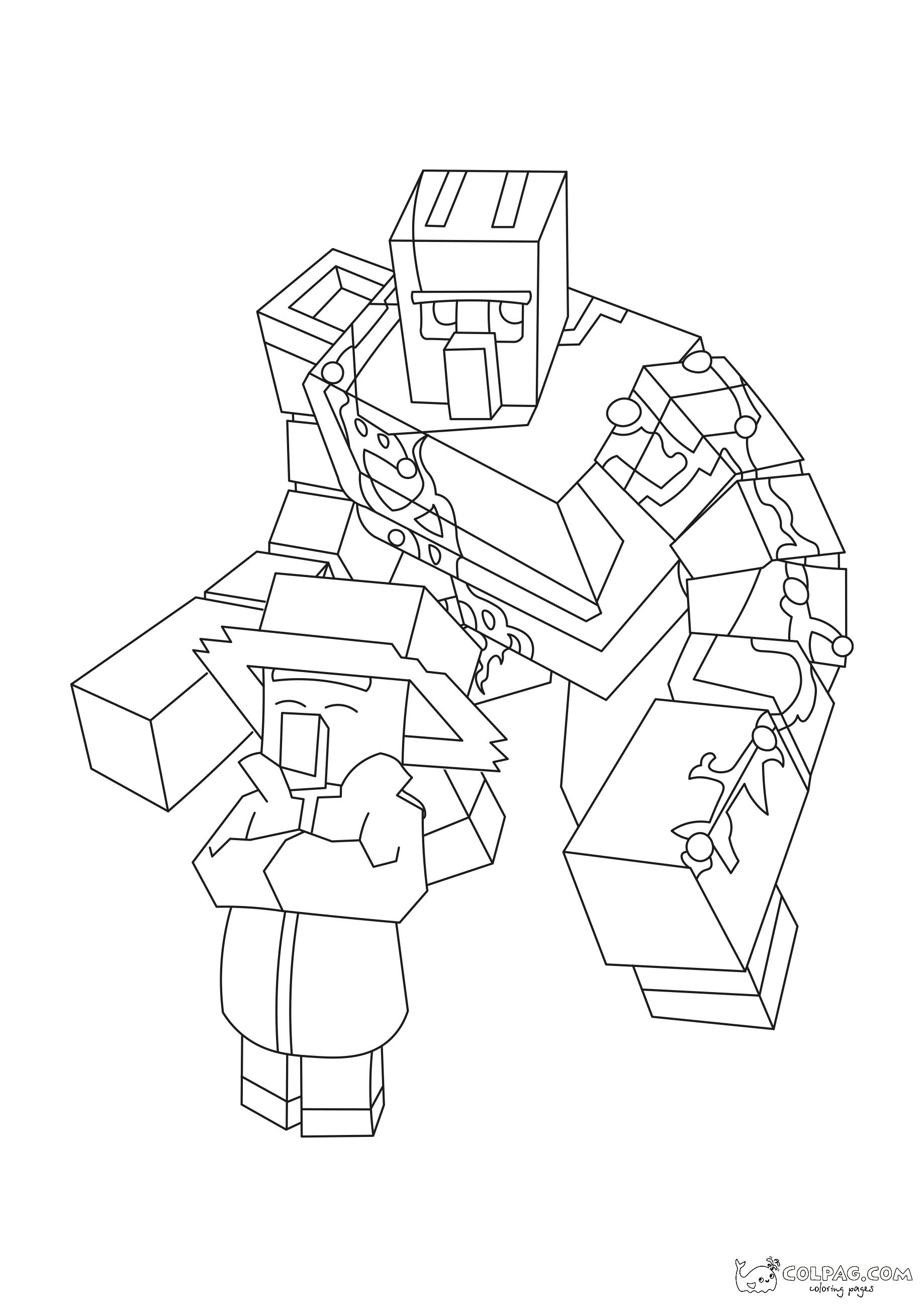 villager-and-iron-golem-minecraft-coloring-page-colpag